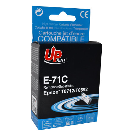 UPRINT CARTOUCHE REMANUFACTUREE EPSON T0712-REMPLACE C13T07124012 CYAN