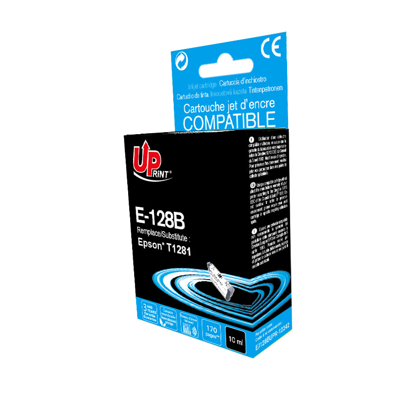 UPRINT CARTOUCHE REMANUFACTUREE EPSON T1281-REMPLACE C13T12814011 NOIR