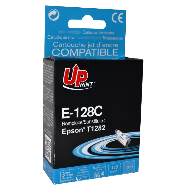 UPRINT CARTOUCHE REMANUFACTUREE EPSON T1282-REMPLACE C13T12824012 CYAN