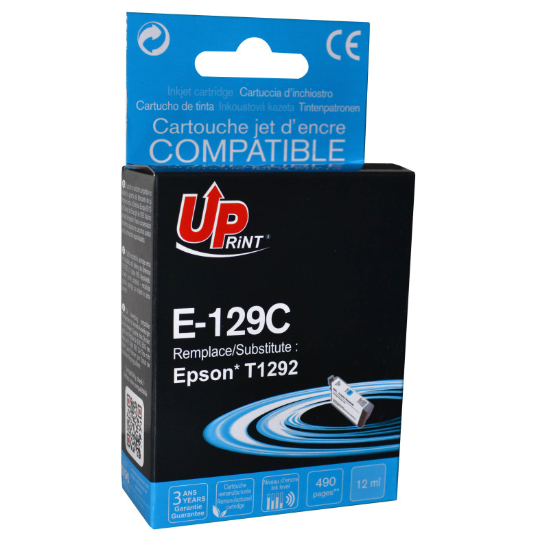 UPRINT CARTOUCHE REMANUFACTUREE EPSON T1292-REMPLACE C13T12924011 CYAN