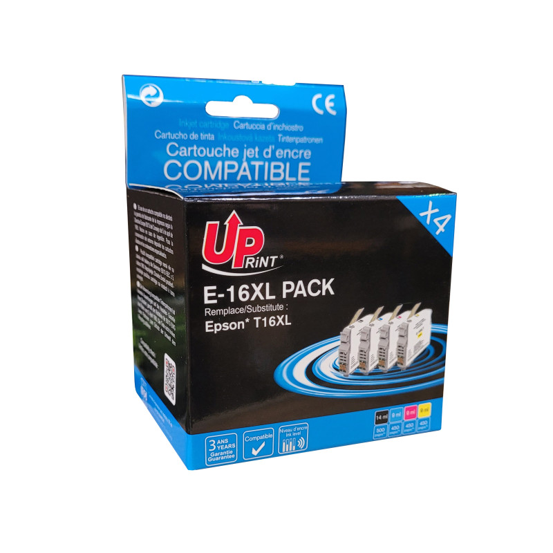 UPRINT PACK 4 CARTOUCHES COMPATIBLE EPSON 16XL-REMPLACE C13T16364011 N