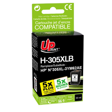 UPRINT CARTOUCHE REMANUFACTUREE HP N°305XL-REMPLACE 3YM62AE NOIR
