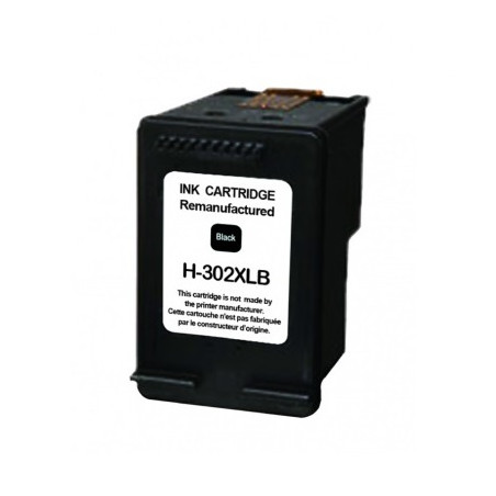 CARTOUCHE REMANUFACTUREE HP 302XL SANS NIVEAU-REMPLACE F6U68AE NOIR