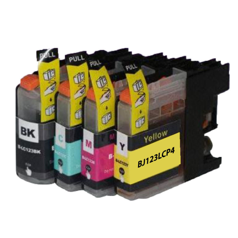 PACK 4 CARTOUCHES COMPATIBLE BROTHER LC123 N/C/M/J