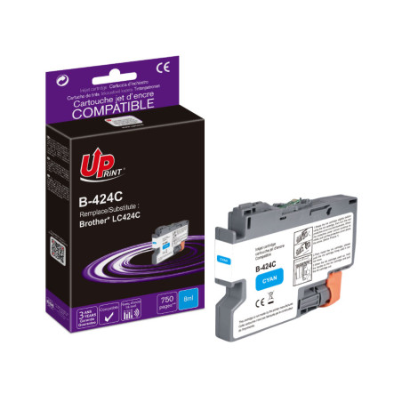 UPRINT CARTOUCHE COMPATIBLE BROTHER LC424 CYAN