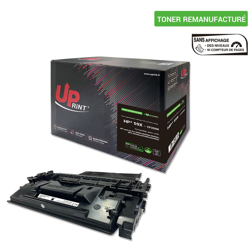 UPRINT TONER REMANUFACTURE HP 59X PUCE ORIGINE SANS NIVEAU-REMPLACE CF