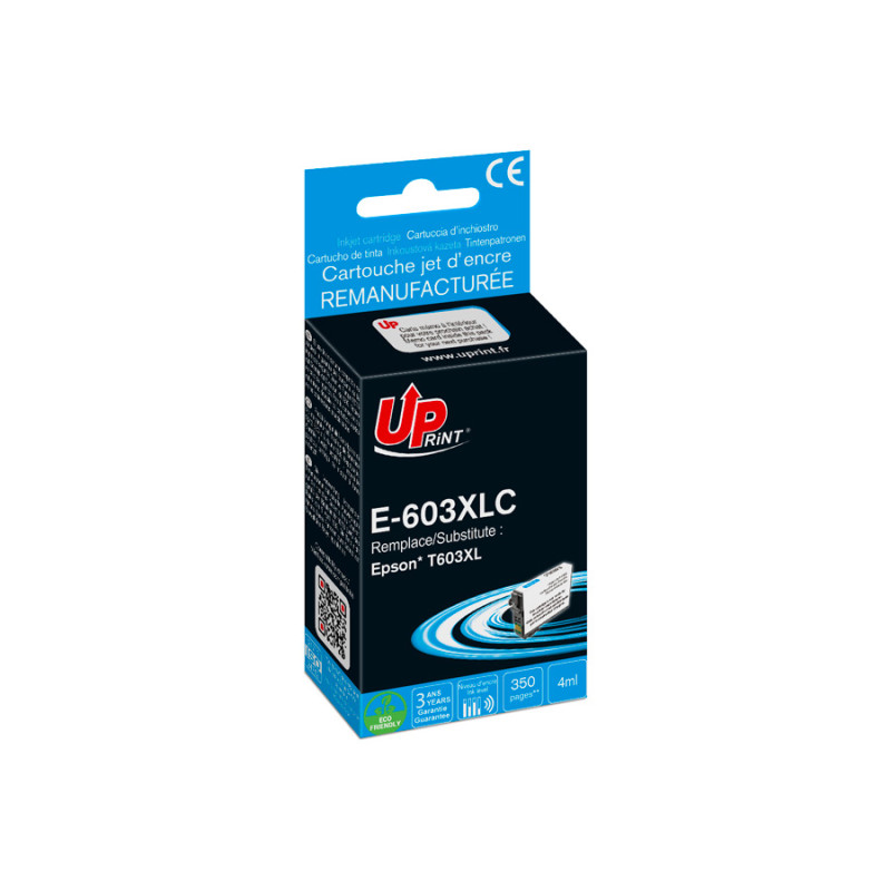 UPRINT CARTOUCHE REMANUFACTUREE EPSON 603XL-REMPLACE C13T03A24010 CYAN