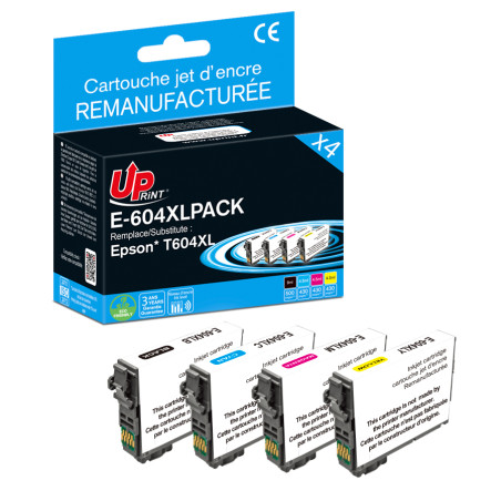 UPRINT PACK 4 CARTOUCHES REMANUFACTUREES EPSON 604XL-REMPLACE C13T10H6