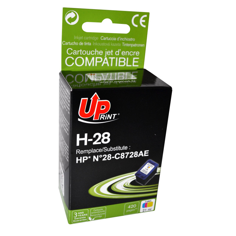 UPRINT CARTOUCHE REMANUFACTUREE HP N°28-REMPLACE C8728AE COULEUR
