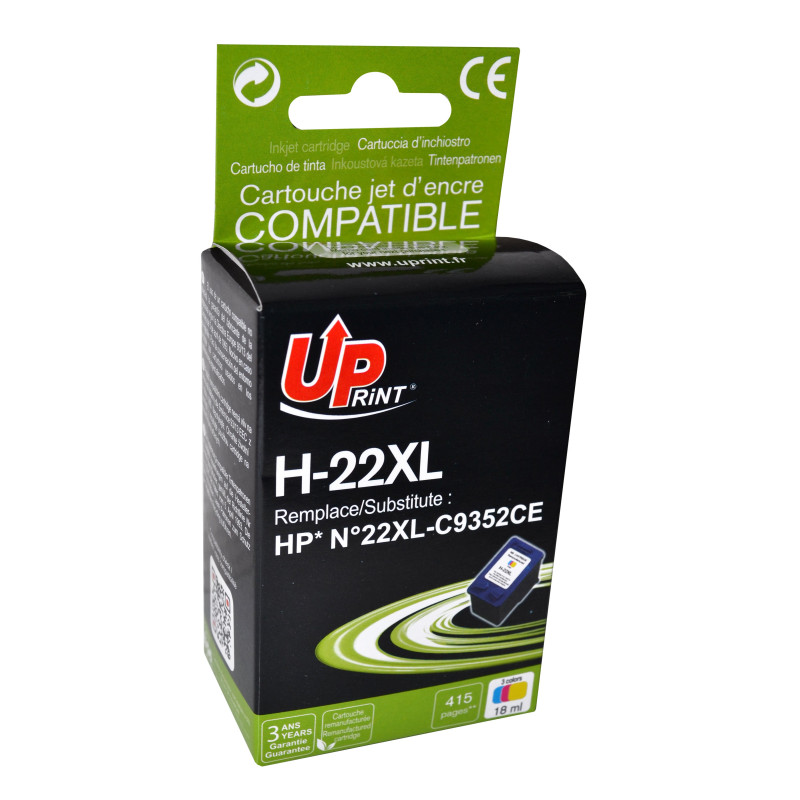 UPRINT CARTOUCHE REMANUFACTUREE HP N°22-REMPLACE C9352CE COULEUR