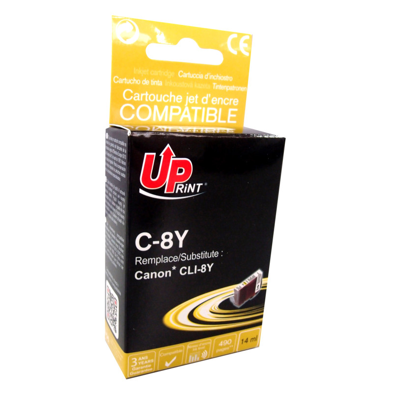 UPRINT CARTOUCHE COMPATIBLE CANON CLI8-REMPLACE 0623B001 JAUNE
