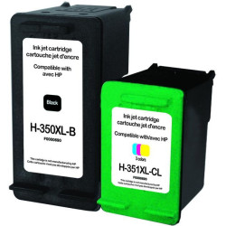 UPRINT PACK 2 CARTOUCHES REMANUFACTUREES HP 350/351XL SANS NIVEAU ENCR