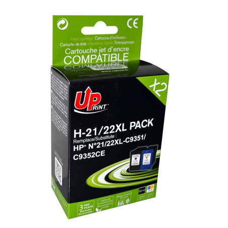 UPRINT PACK 2 CARTOUCHES REMANUFACTUREES HP 21/22XL-REMPLACE C9351AE/C