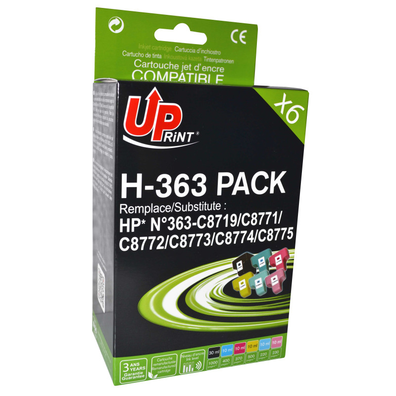 UPRINT PACK 6 CARTOUCHES REMANUFACTUREES HP 363-REMPLACE C8719EE/8771E
