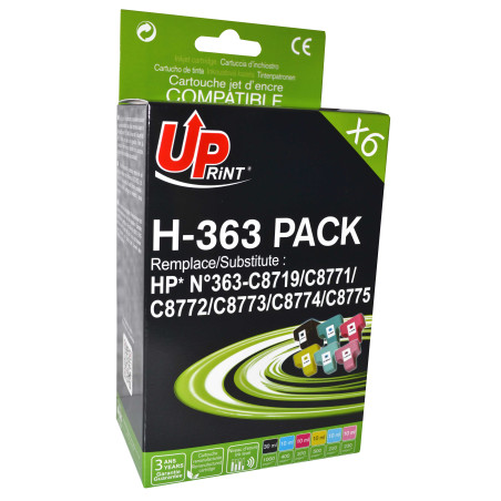UPRINT PACK 6 CARTOUCHES REMANUFACTUREES HP 363-REMPLACE C8719EE/8771E
