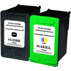 UPRINT PACK 2 CARTOUCHES REMANUFACTUREES HP 338/343-REMPLACE C8765EE/C
