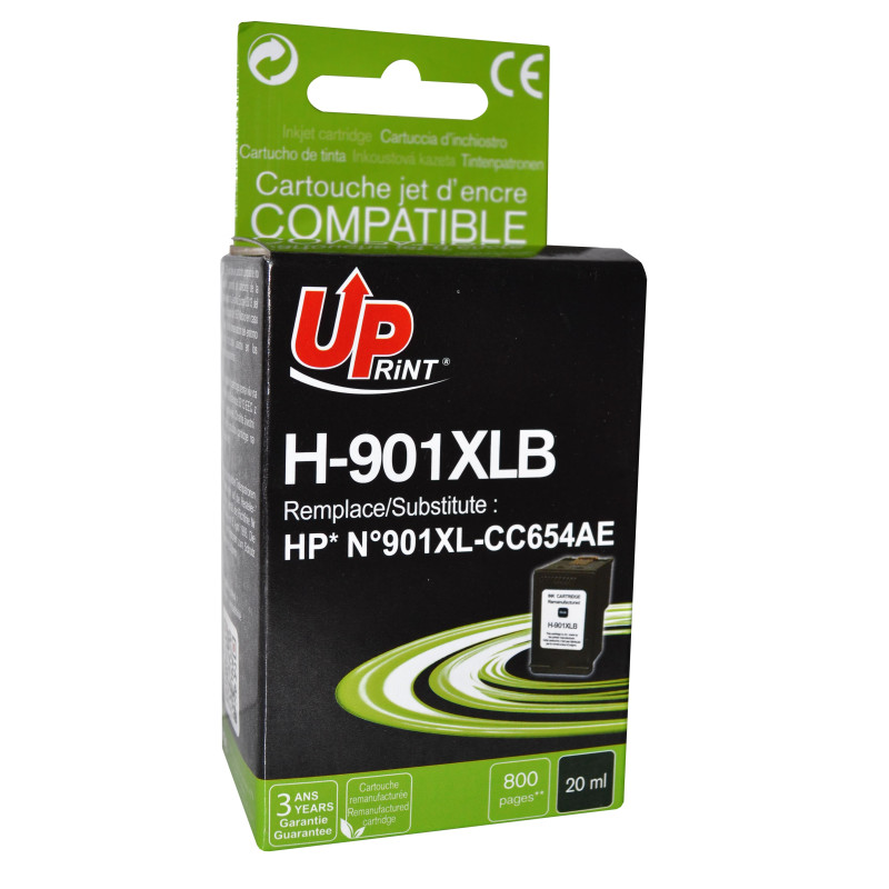 UPRINT CARTOUCHE REMANUFACTUREE HP N°901XL-REMPLACE CC654AE NOIR
