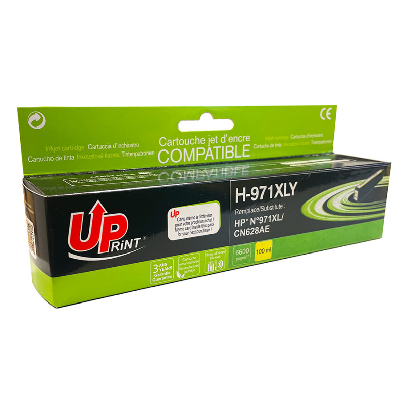 UPRINT CARTOUCHE REMANUFACTUREE HP 971XL-REMPLACE CN628AE JAUNE