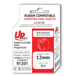 UPrint DR21610 NOIR SUR BLANC CASSETTE DE RUBAN POUR ETIQUETEUSE COMPA