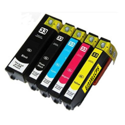 PACK 5 CARTOUCHES COMPATIBLE EPSON 33XL-REMPLACE C13T33574011 N/PBK/C/