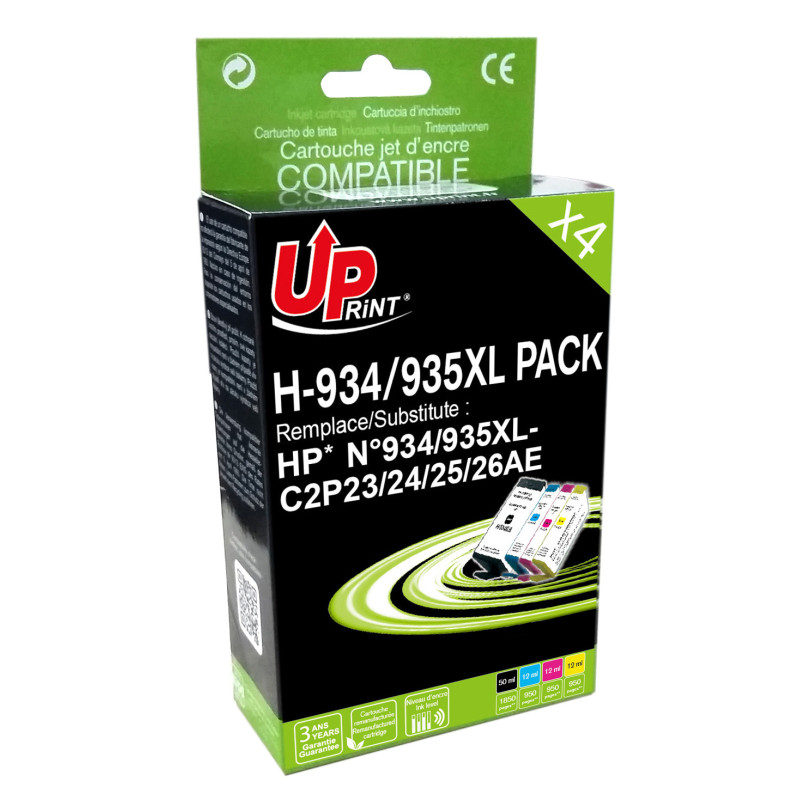 UPRINT PACK 4 CARTOUCHES REMANUFACTUREES HP 934/935XL-REMPLACE C2P23/2