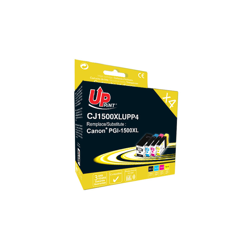 UPRINT PACK 4 CARTOUCHES COMPATIBLE CANON PGI1500 XL-REMPLACE 9182B004