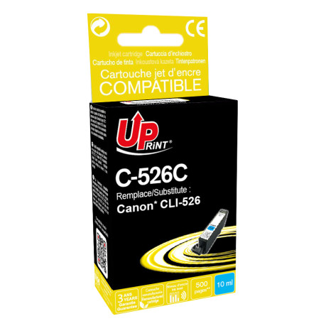 UPRINT CARTOUCHE REMANUFACTUREE CANON CLI526-REMPLACE 4541B001 CYAN