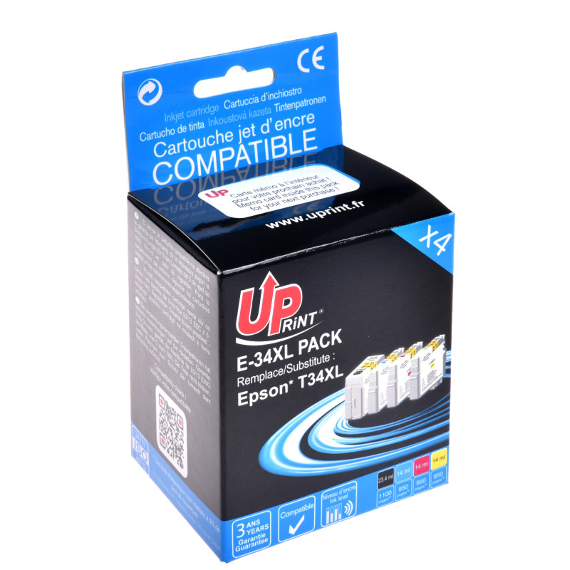 UPRINT PACK 4 CARTOUCHES COMPATIBLE EPSON 34XL-REMPLACE C13T34714010 N