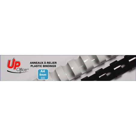 UP OFFICE-ANNEAUX PLASTIQUES 8 MM - BLANC - PACK DE 100