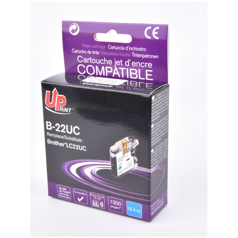 UPRINT CARTOUCHE COMPATIBLE BROTHER L22UXL-REMPLACE LC22U CYAN