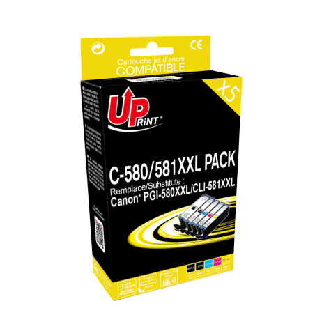 UPRINT PACK 5 CARTOUCHES REMANUFACTUREES CANON PGI580/CLI581XXL-REMPLA