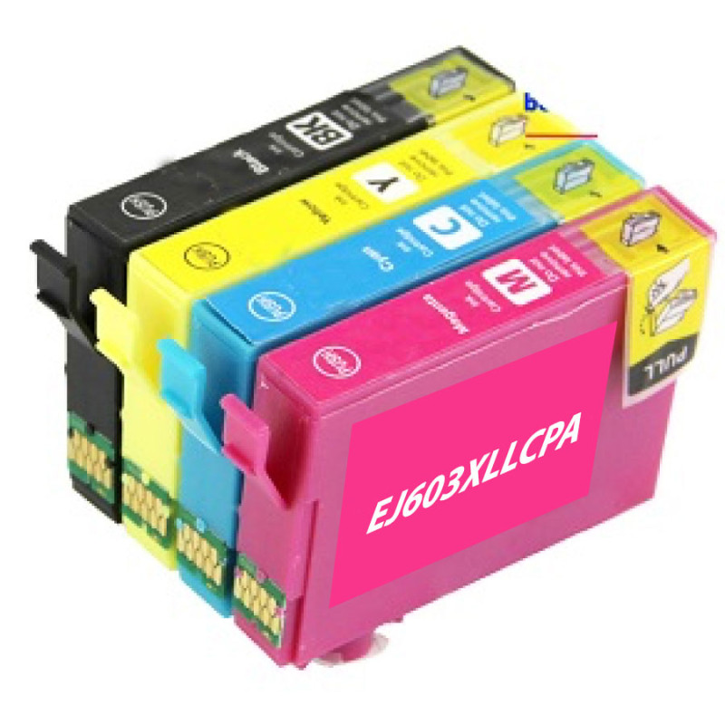 PACK 4 CARTOUCHES COMPATIBLE EPSON 603XL-REMPLACE C13T03A64010 N/C/M/J